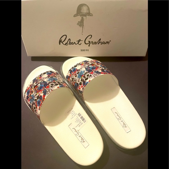 Robert Graham Other - Robert Graham Men's Victoria Floral-Print Leather Slides size 9